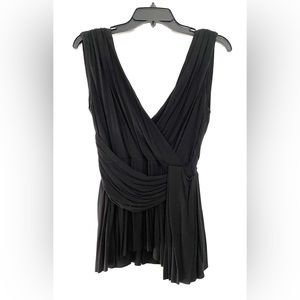 Anthropologie - Black Women’s Faux Wrap top with low V neck front and back - Med